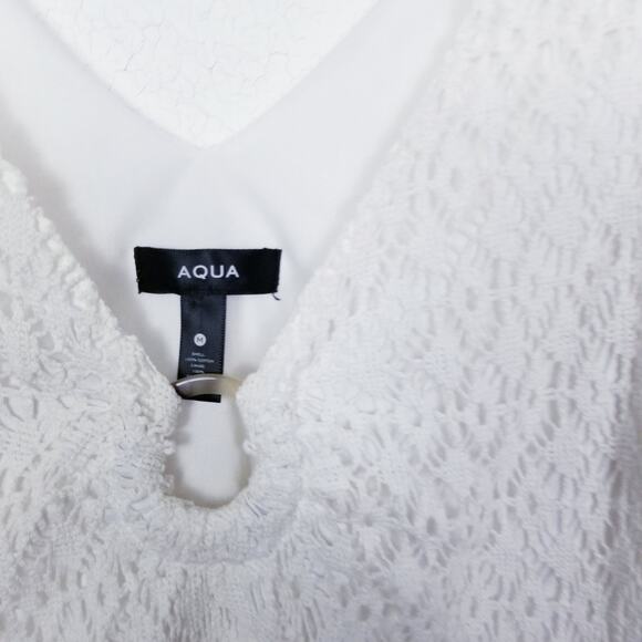 AQUA Crochet Flutter Sleeve Top In Optic White - Size M - Picture 4 of 8